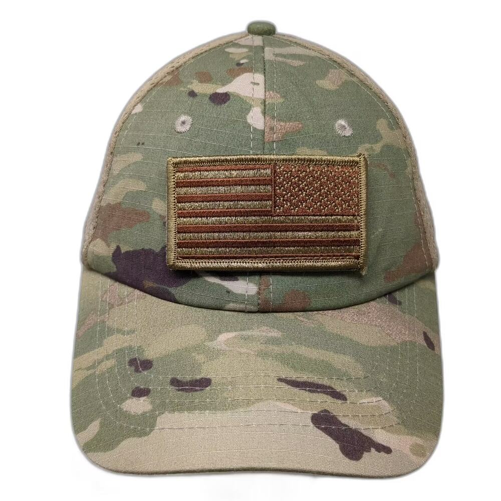 Advantage Wear & Gear Green Camo USA Flag Baseball Cap OS Mesh Strapback Hat